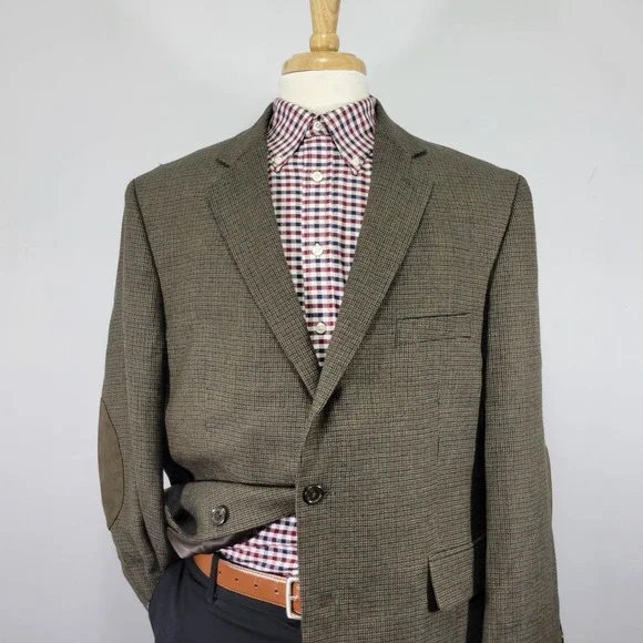 Stafford Essentials Men's Sport Coat Blazer Two Button Olive Wool Classic‎ 46R